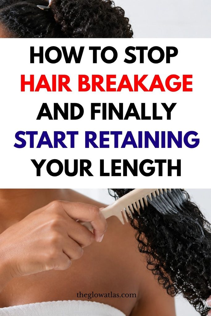 Woman examining hair strands while caring for breakage and shedding